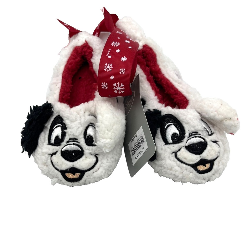 Disney Store Slippers Patch 101 Dalmatians Plush 7/8 New